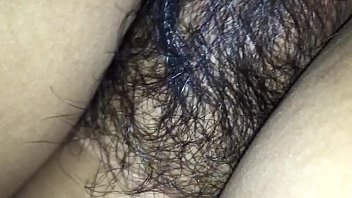 Hairy wife in black bra & tight asshole enjoying doggy style with husband friend