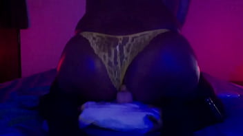 Ebony Latina CD Big Ass!  Yellow Thong and Fucking a Dildo Homemade TODAY!