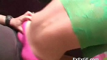 Stunning young blonde slut grinds her perfect ass against lucky guys cock