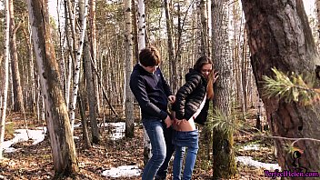 Student Blowjob and Fucking with a Photographer in the Forest