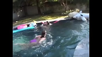 Slutty mom in a swimming mask enjoys doing a blowjob to an excited guy on a deck chair