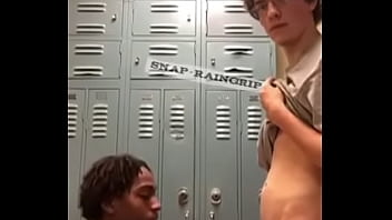 Teens having fun in locker room