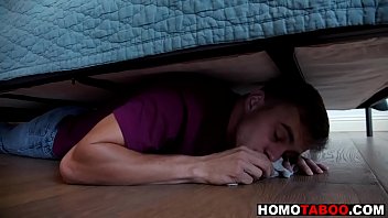 Gay jock gets caught sniffing step brother's pants