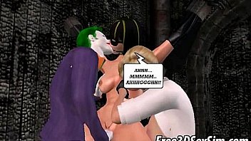 The Joker shoves his cock inside of two 3D babes