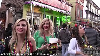 mardi gras festival with tons of girls flashing their tits risky public nudity