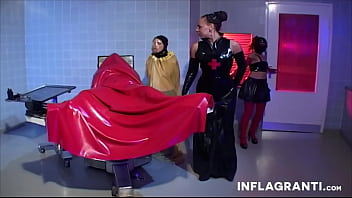 Slutty lesbian cutie gets wet pussy fisted by her mistress in latex