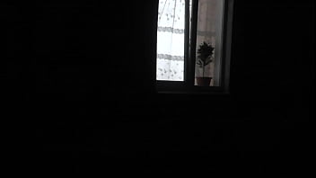 Voyeur. Peeping through windows. Outdoors random passerby looking into bedroom window and filming naked Milf