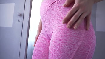 Fit Girl In Pink Yoga Pants Teasing Her Sexy Camel Toe