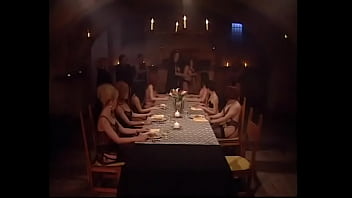 A dinner with a group of hot sluts turned  into real orgy when horny men enter the room