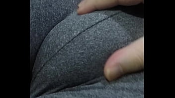 I filmed my step sister lying on the bed in her tight shorts on her big pussy and I asked her to let me squeeze her cameltoe