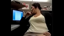 middle aged goes to work on her pussy in the office