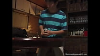 Japanese Men smell the underwear of the women until arrive. She strip off her clothes and shower. The men view secretly the lady while rubbing her natural tits and pussy
